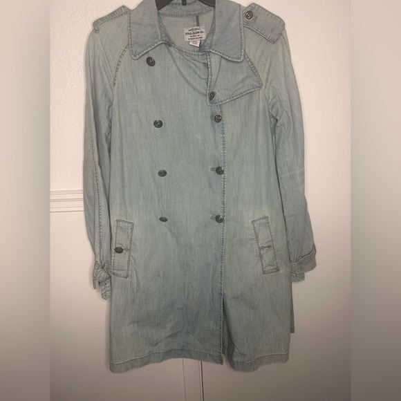Vintage Ralph Lauren Denim Blue Trench Coat size L - Picture 1 of 7